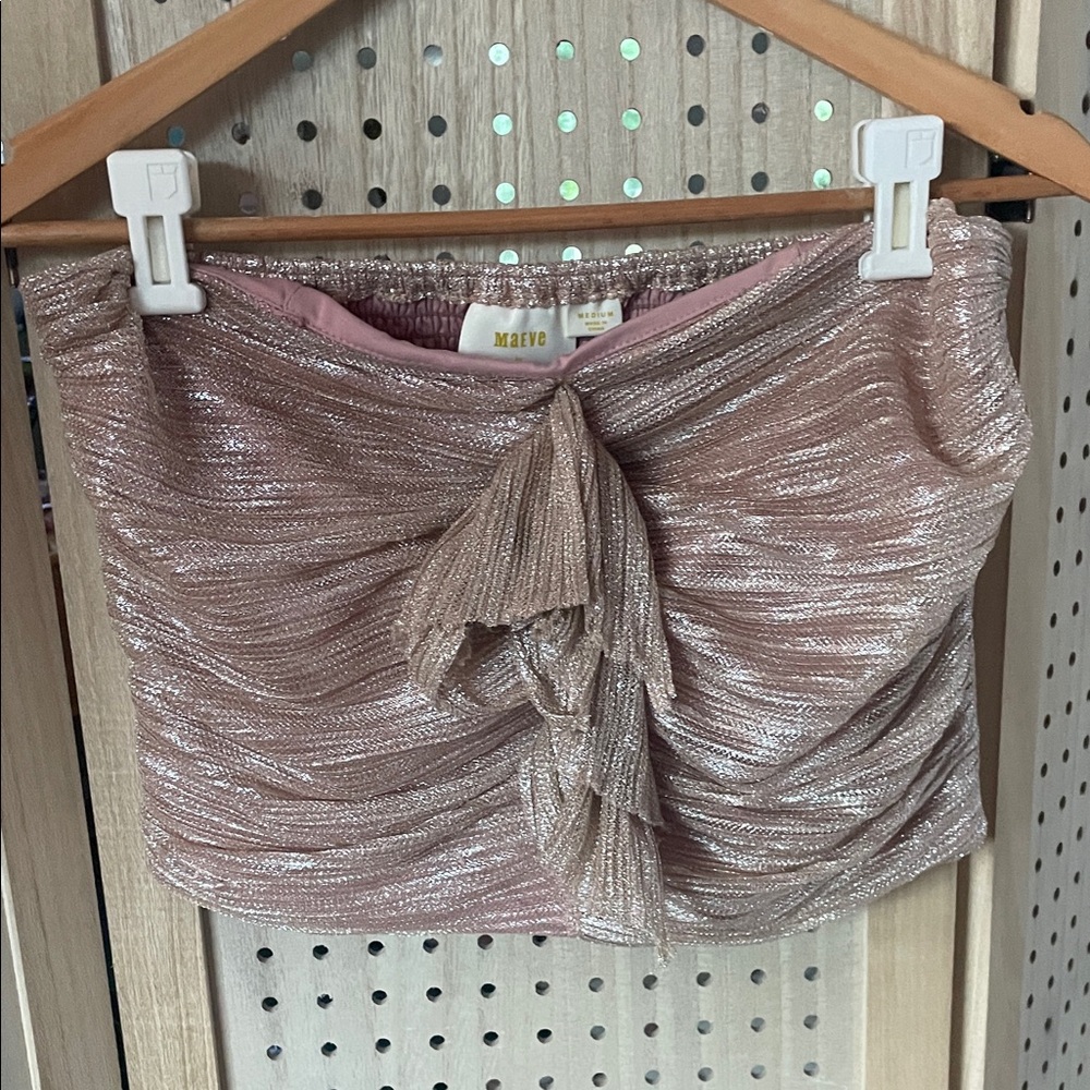 EUC- Maeve Rose Gold Strapless Top Size M